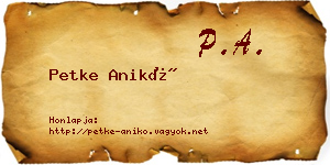 Petke Anikó névjegykártya